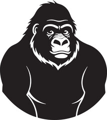 Realistic sitting gorilla black and white drawing is ideal for wildlife projects, educational illustrations, and jungle themes.