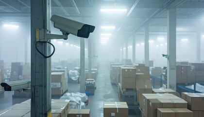 Misty Fulfillment Center with Security Cameras and Unorganized Packages