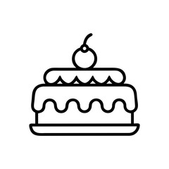 Celebration Cake with Cherry and Cream Icon Representing Festive Dessert and Special Occasion