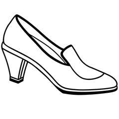 Elegant Black and White Illustration of a Womens High Heel Shoe