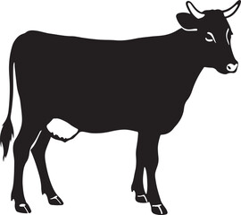 High-quality black and white cow illustration perfect for farm-themed graphic design or educational animal projects.