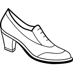 Elegant Womens Black High Heel Shoe Outline Illustration