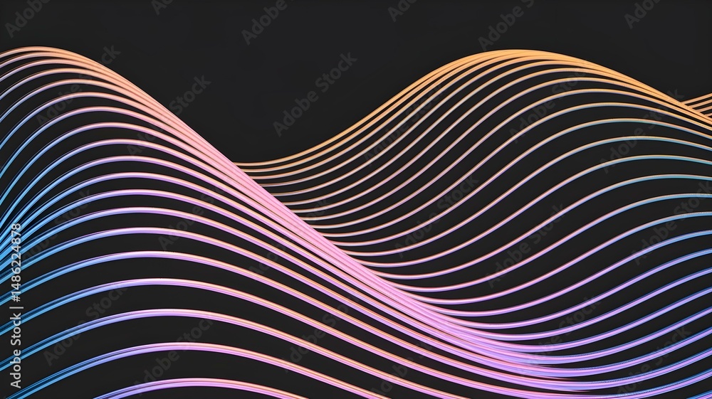 Poster abstract gradient wave lines: a modern geometric background featuring colorful wavy lines with a dar