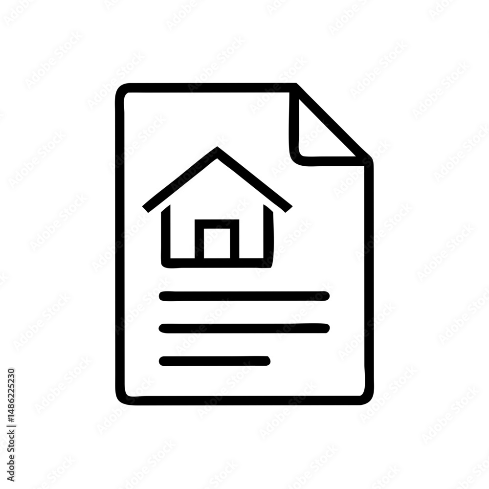 Poster document with house icon representing property ownership and legal documentation
