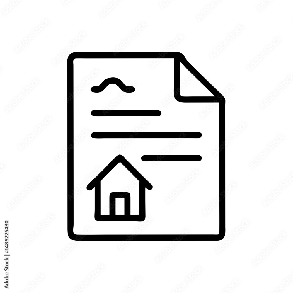 Poster document with house icon representing property ownership and legal documentation