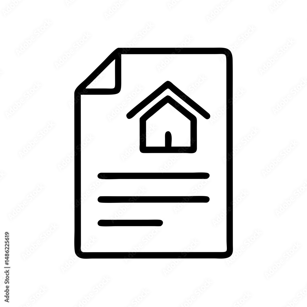 Poster document with house icon representing property ownership and legal documentation