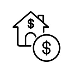 Dollar Coin with House Icon Representing Property Investment and Real Estate Finance