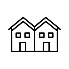 Duplex House Icon Representing Multi-Family Housing and Residential Living