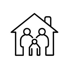 Family in Front of House Icon Representing Residential Living and Home Life
