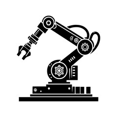 Industrial Robotic Arm Icon for Automation, Engineering, Factory Technology, Smart Manufacturing, Robotics Design, CNC Machine Tools, AI Systems, and Tech Presentations