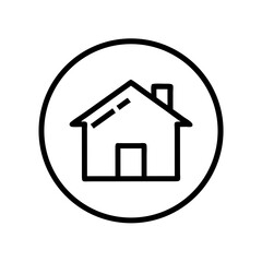 Obraz premium House Icon in Circle Representing Residential Property and Home Living