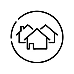 House Icon in Circle Representing Residential Property and Home Living