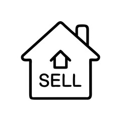House Marker with Sell Tag Icon Representing Property for Sale and Real Estate Listing
