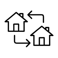 Fototapeta premium House with Arrows Icon Representing Property Transfer and Real Estate Transaction