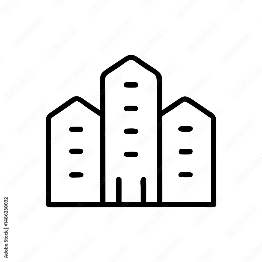Poster multiple story building icon representing urban development and city architecture