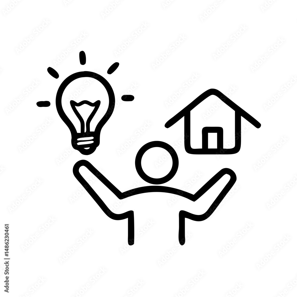 Poster person with location icon representing property ownership and residency