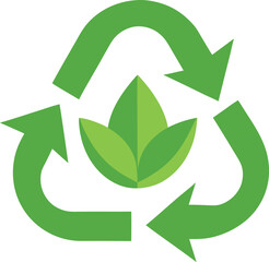 Green recycle symbol, Recycle leaves with an arrow icon for the label and logo
