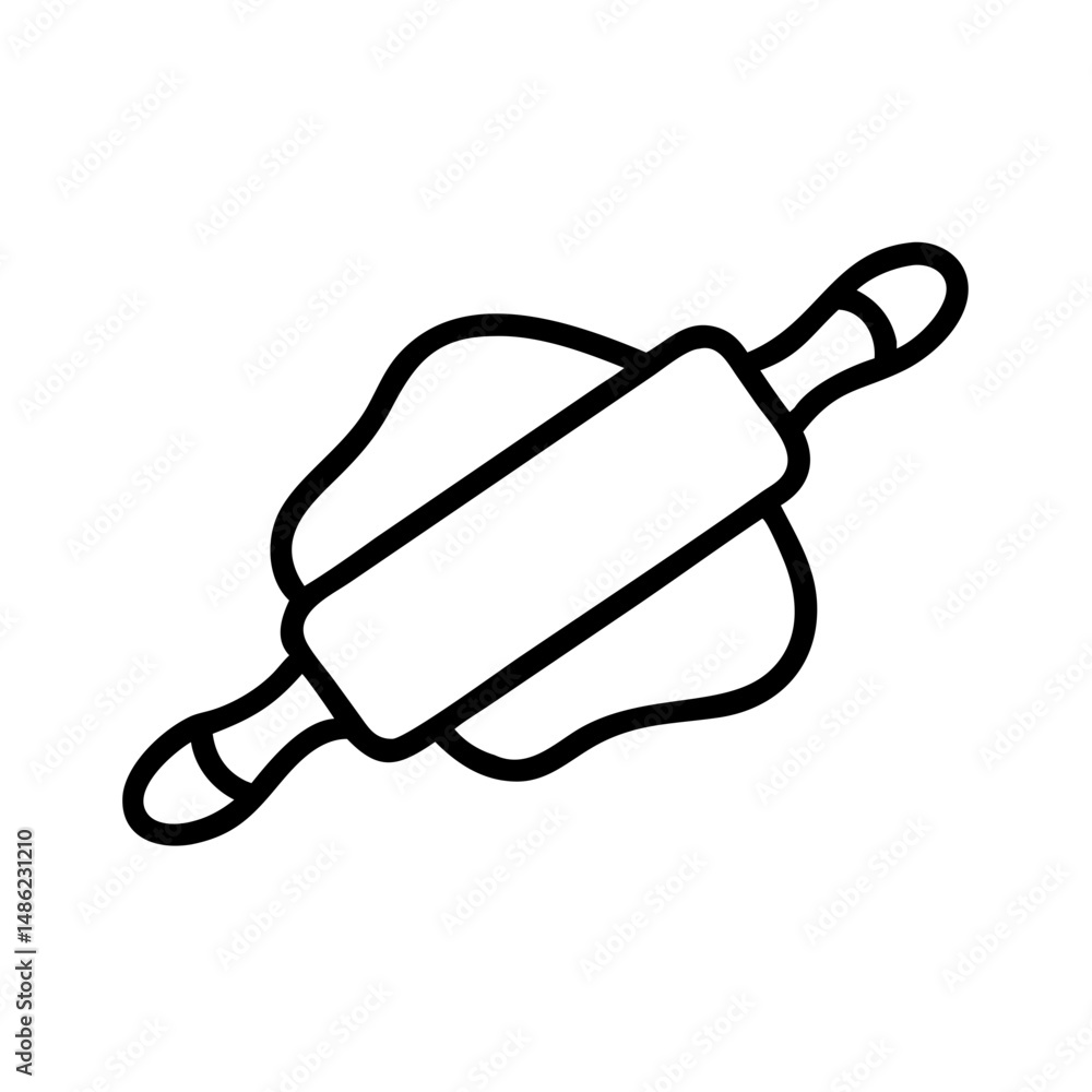 Poster rolling pin with dough icon representing baking and pastry preparation