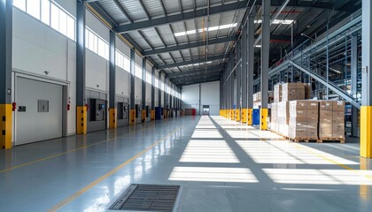 Obraz premium Modern Warehouse with Chemical Storage and Barcode Scanners