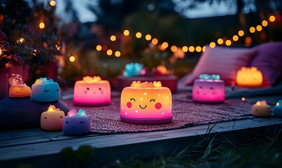 Cute cartoon night lights warm glowing illumination soft decor