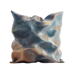Abstract blue and gold perforated fabric texture 3d render art on transparent background