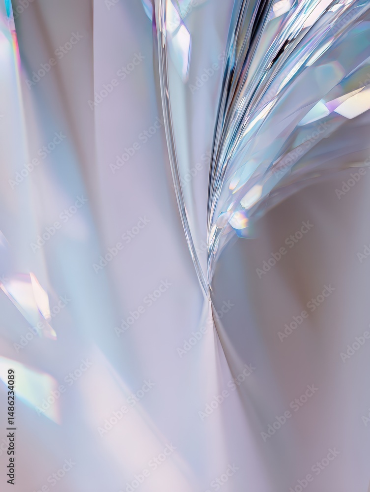 Poster abstract shimmer of colorful light refracted through transparent surfaces creating a vibrant and dyn