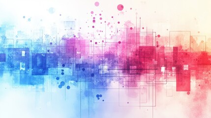 Obraz premium Business analytics flat design side view technology theme watercolor Triadic Color Scheme. 