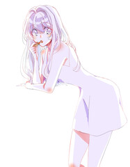 口紅を塗っている女性　線画