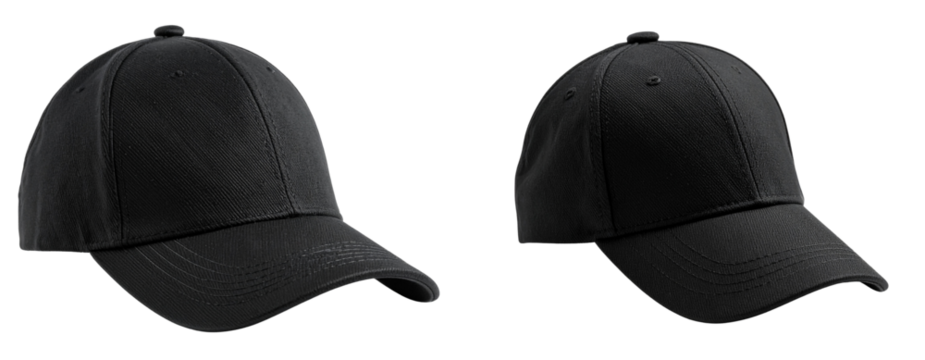 Classic Black Baseball Cap with Curved Brim, PNG Isolated