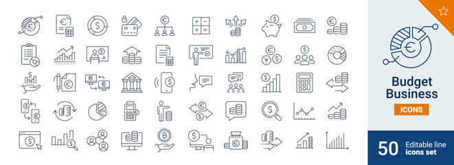 Budget icons Pixel perfect. Money, economy, diagram, ....	
