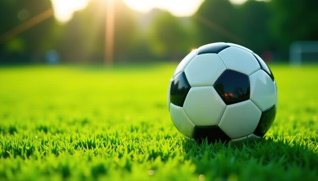 Close-up vibrant green soccer field, bright sunlight , natural, sele??o