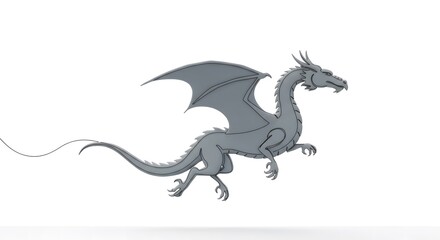 Fototapeta premium Dragon Flying Illustration on White Background Fantasy Creature
