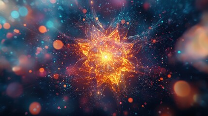 Exploding virus particle, covid, representing hope and transformation. 