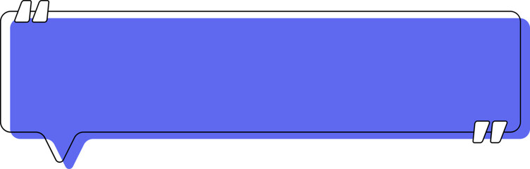 Colorful horizontal rectangular balloon with rounded corners, two centered quotation marks, and offset black outline.