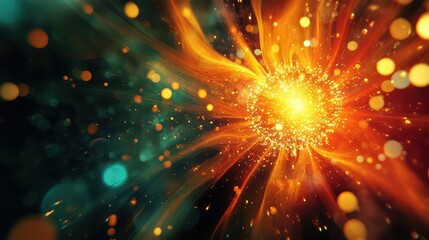 Exploding virus particle, covid, representing hope and transformation. 