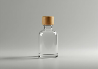 Elegant Glass Bottle with Wooden Cap Mockup Transparent Background Perfect for Branding and Product Displays