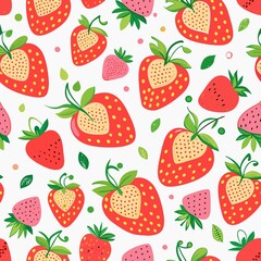 Strawberry pattern design with leaves and dots