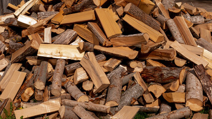 Pile of Chopped Firewood Ready for Use