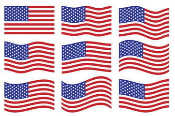 Memorial Day, traditional patriotic US icons for American national holiday. Flag USA icon set design..