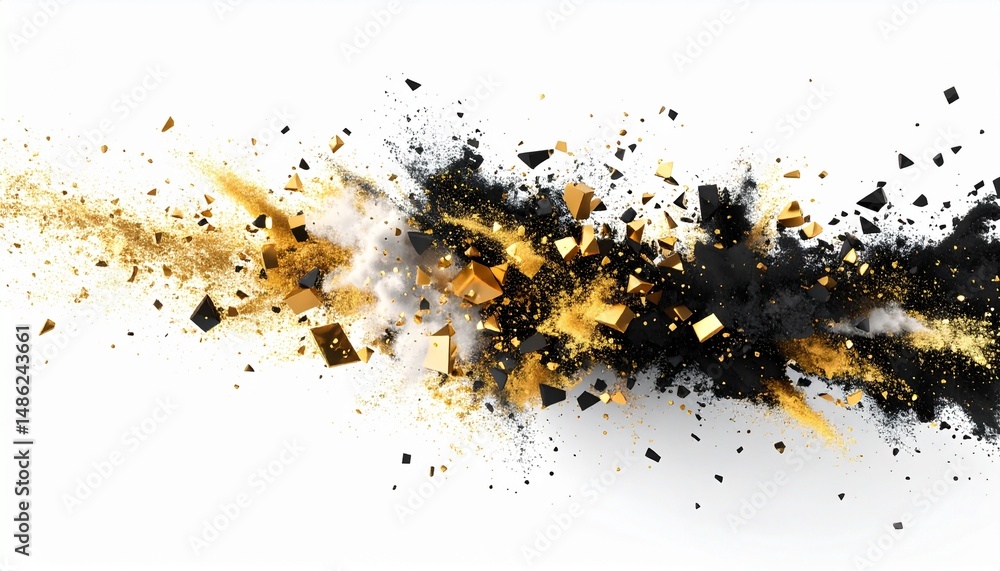 Poster abstract gold and black particle explosion a generative firefly 3d variation
