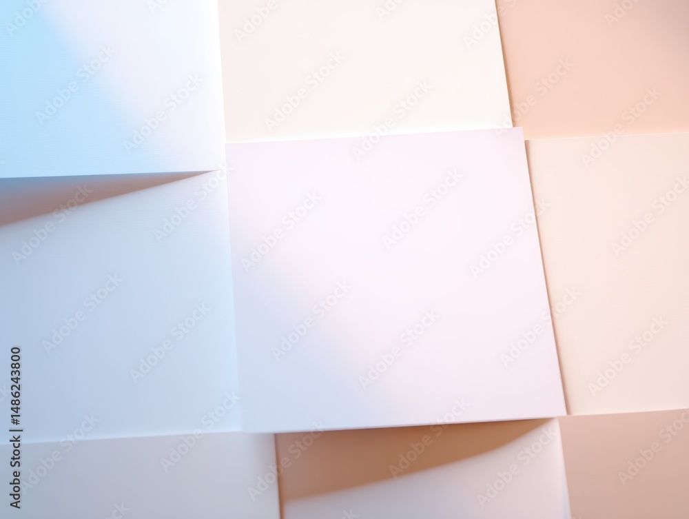 Poster geometric pattern composition of soft pastel colored squares on a modern background ideal for minima