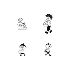 Naklejka premium black and white cartoon animal icons