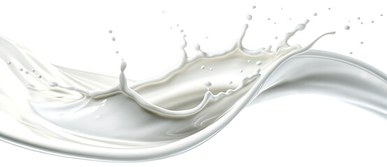 milk splash isolated on white, transparent milk wave