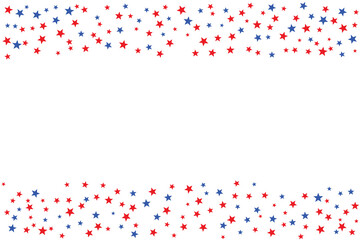 Red blue stars confetti in USA flag colors for Independence Day