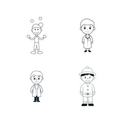 set of funny cartoon people