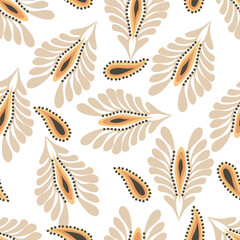 Botanical trendy seamless pattern. Flower and leaves abstract shape doodle art design for print, wallpaper, clipart, wall art for home decoration