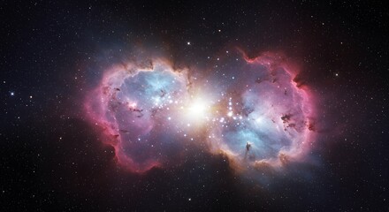 Colorful Nebula in Deep Space with Bright Stars