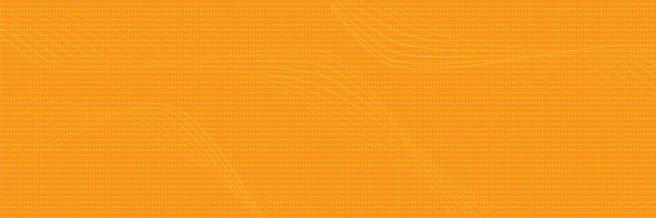 Flowing dots particles wave pattern halftone gradient curve shape isolated on orange background