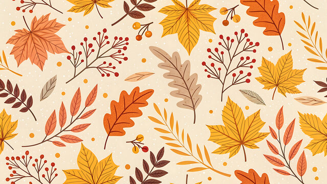 autumn leaves seamless pattern