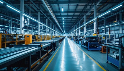 Obraz premium Robotic Pickers Organizing Vehicle Parts in a Modern Warehouse